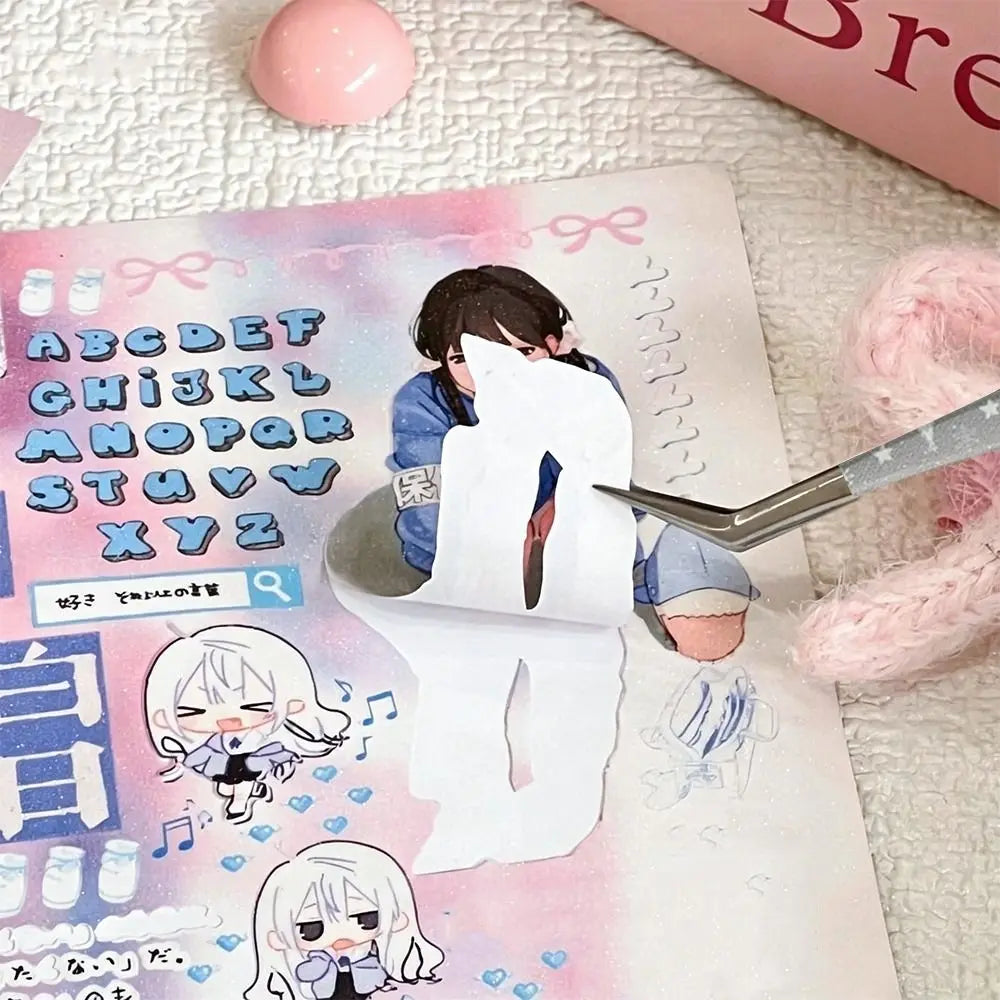 Stainless Steel Curved Stickers Tweezers High Precision Anti-static Lashes Extension Tweezer Cartoon Bean Tweezers Quake
