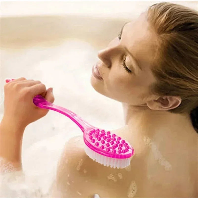 Plastic Back Body Bath Brush Bath Shower Scrubber Brushes with Handle Exfoliating Scrub Skin Massager Exfoliation Bathroom Brush Quake