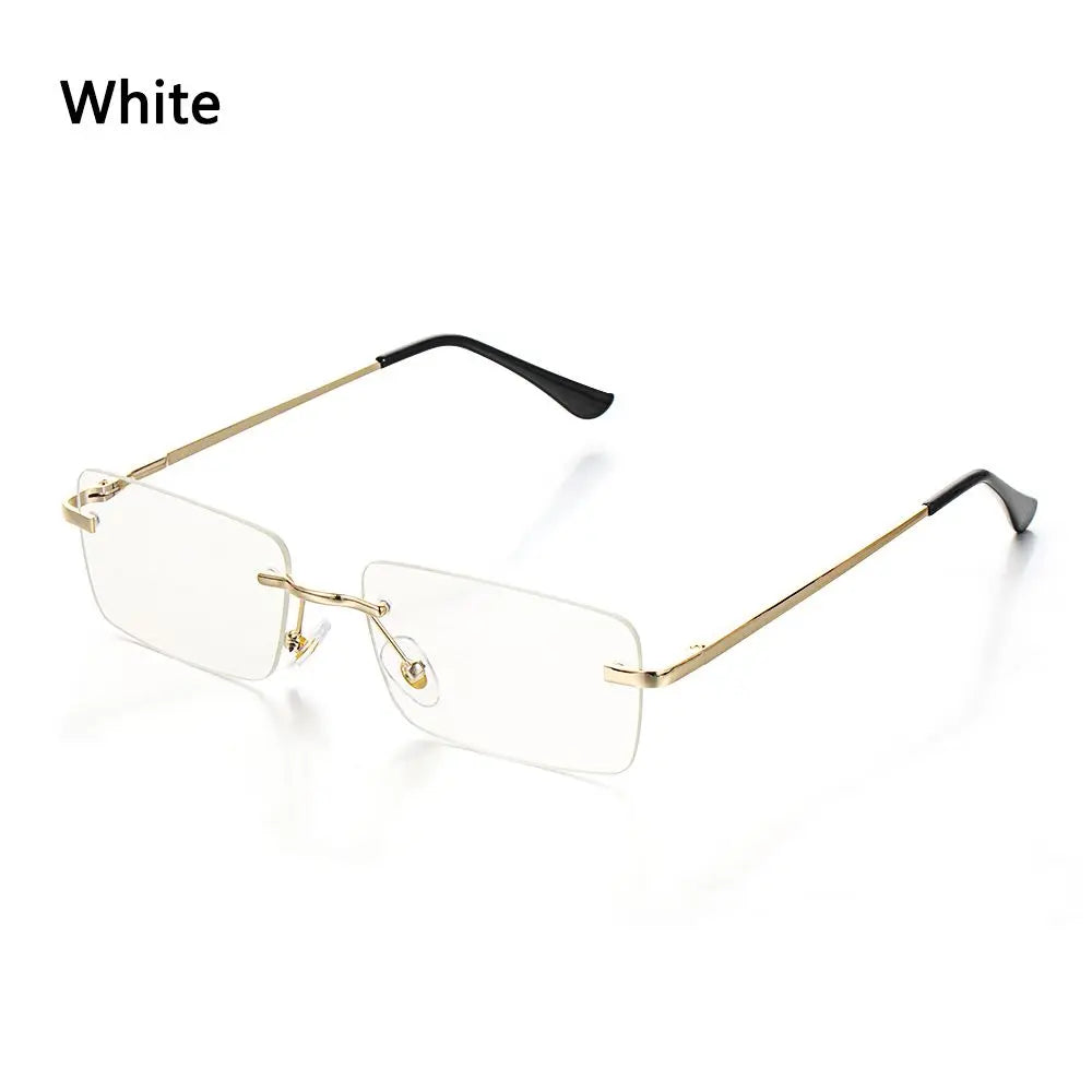 Fashion Rimless Rectangle Sunglasses Women Luxury Design Sun Glasses Ladies Retro Gradient Eyewear Summer UV400 Sun Shades Quake White