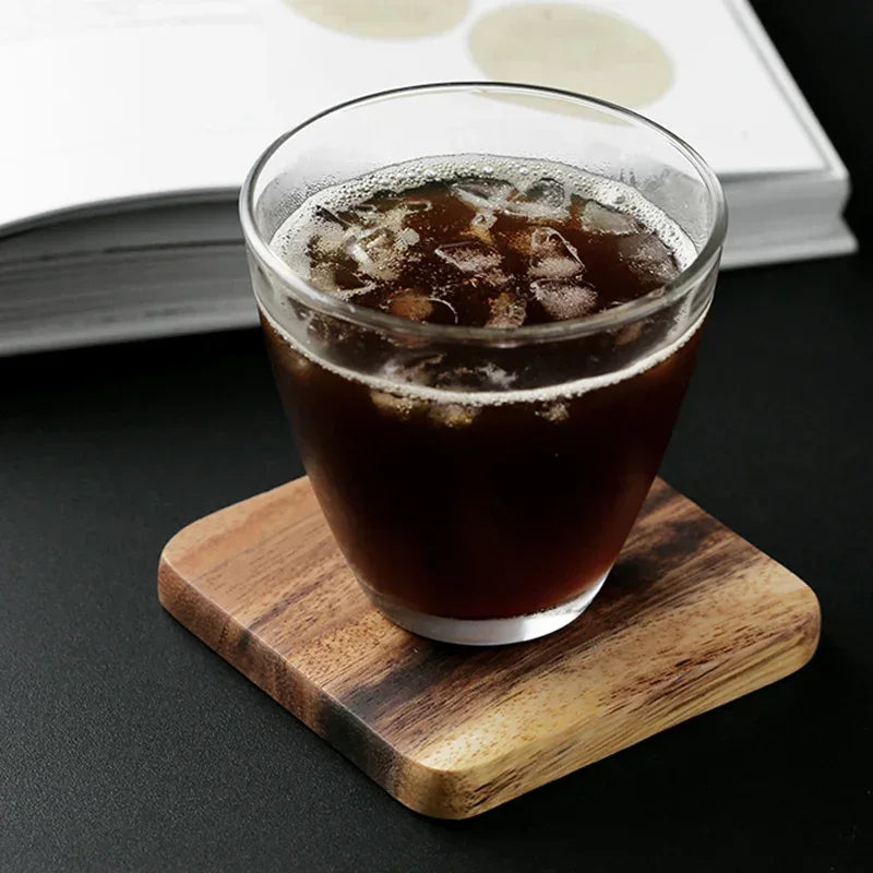 Japanese‑Style Acacia Wood Coaster Round Wooden Heat‑Resistant Pad Non‑Slip Mat for Coffee Mug Tea Cup Glass Drinkware Quake