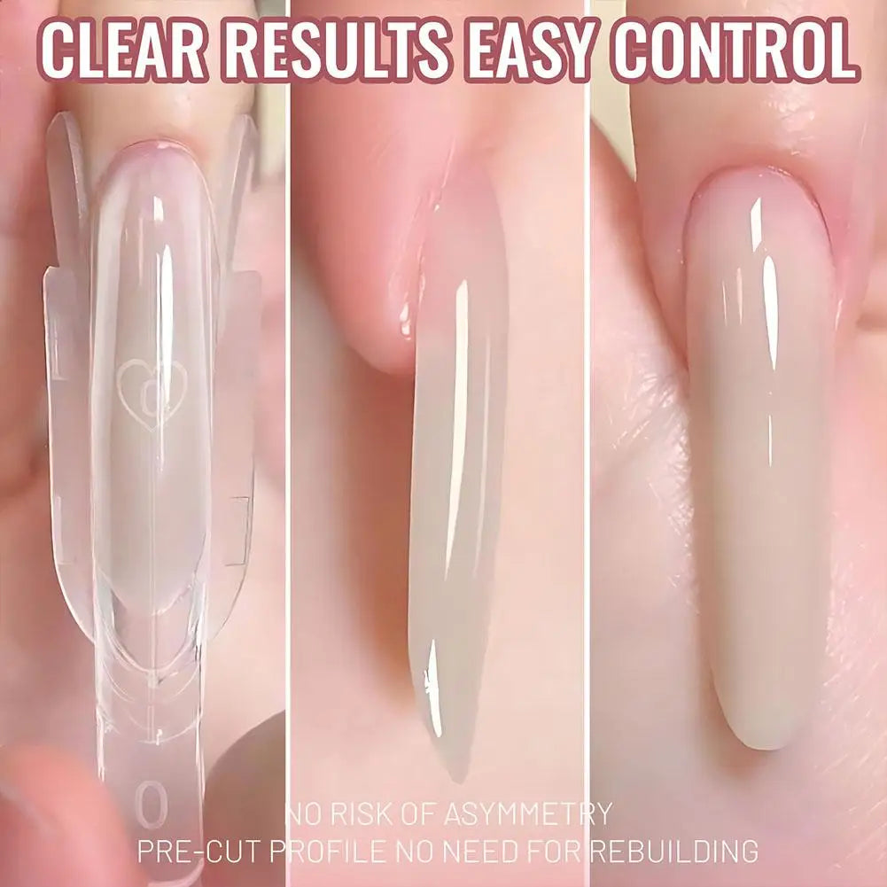 1/3boxesDual Nail Forms with Box,Clear Rocket Sandwich Top & Bottom Forms for Poly Gel Nail Extension, Full Cover Manicure Tools Quake