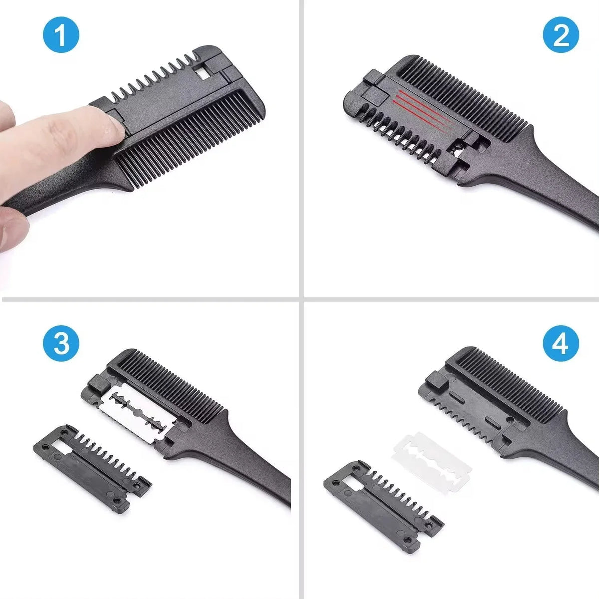 vvocci Stainless Steel Self-Cutting Bang Trimmer with Double Thinning Comb – Portable Salon & Home Hair Clipper with Edge Blade Quake