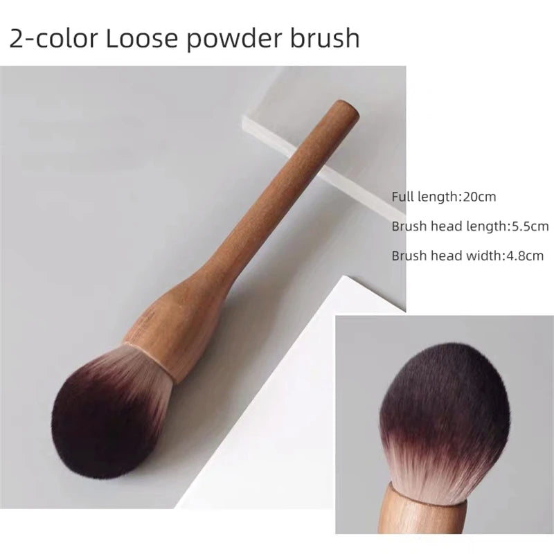 1Pcs European Vintage Wood Handle Makeup Brush High Quality Walnut Loose Powder Blush Foundation Contour Brush Super Soft Quake