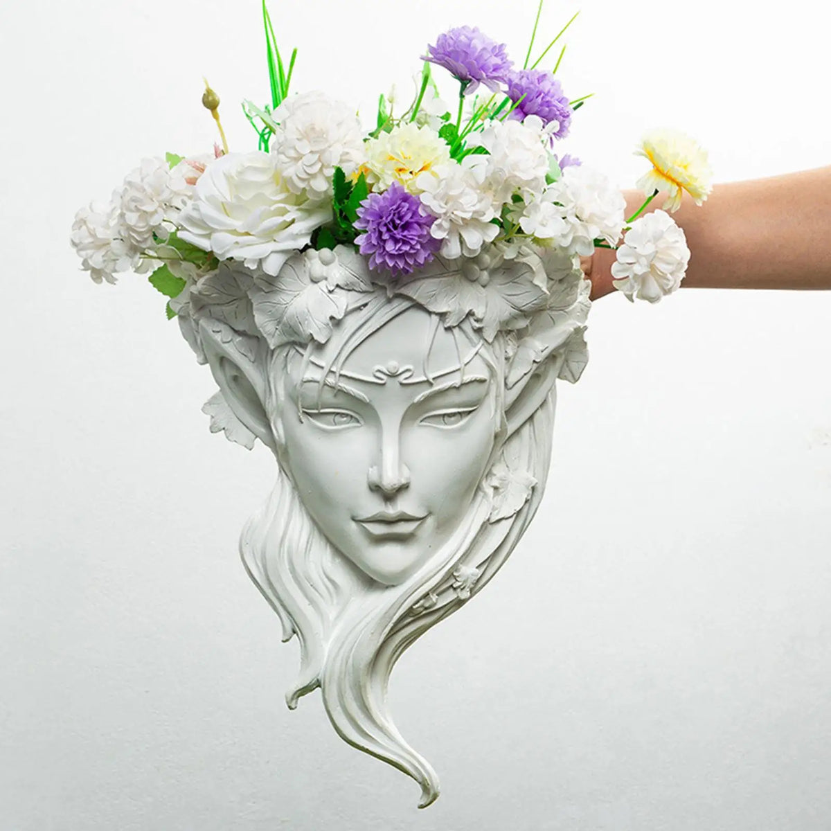 Wall Planter Resin Crafts Decorative Cute Wall Art Decoration Head Flower Pot Goddess Statue for Home Hanging Living Room Quake