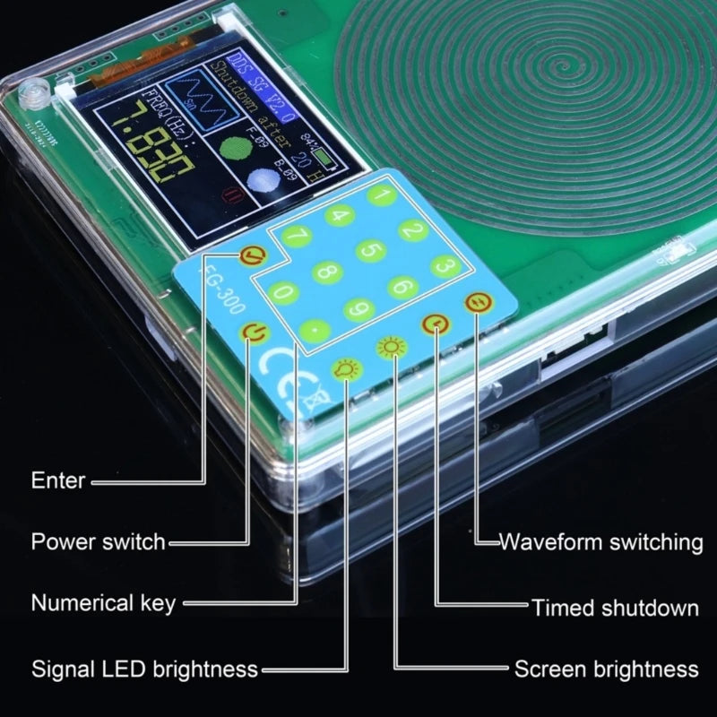 Multifunction Generator 0.001Hz 200kHz Adjustable Frequency 1.8 TFT LCD Screen Direct Input ABS Case K1KF Quake