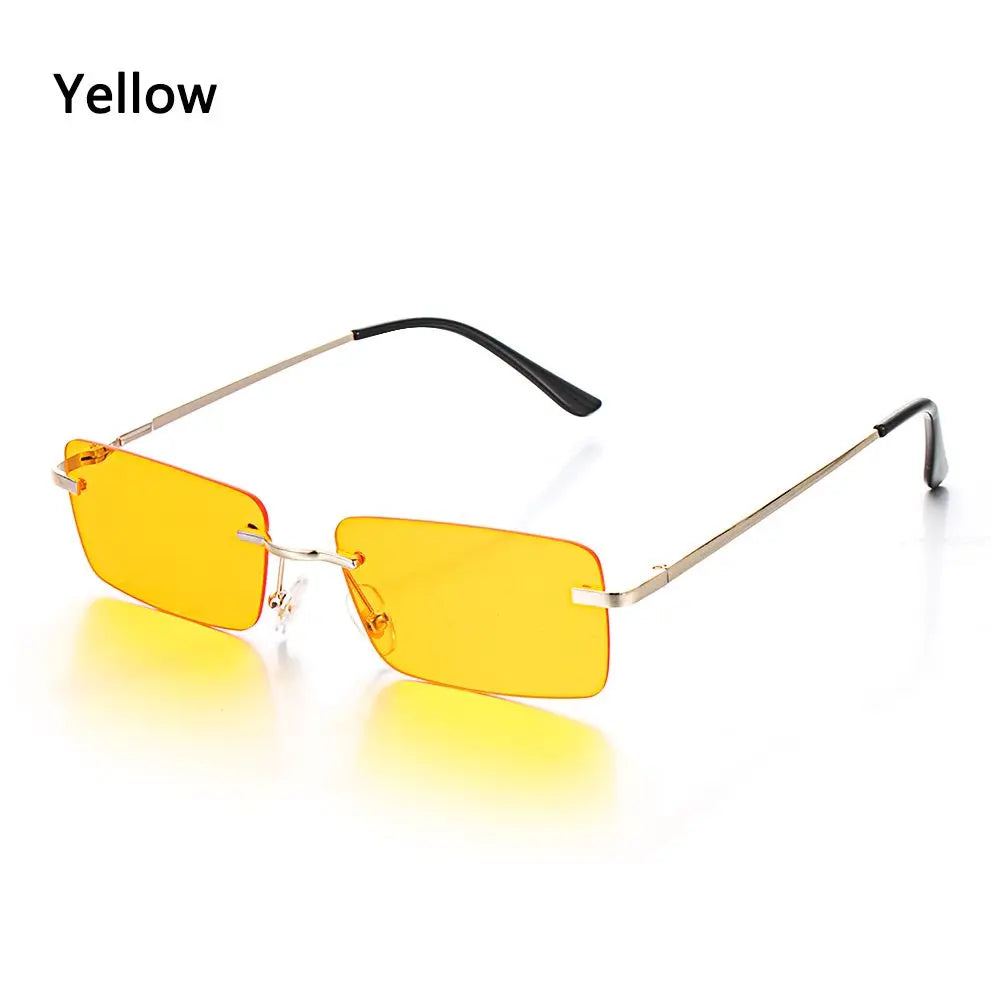 Fashion Rimless Rectangle Sunglasses Women Luxury Design Sun Glasses Ladies Retro Gradient Eyewear Summer UV400 Sun Shades Quake Yellow
