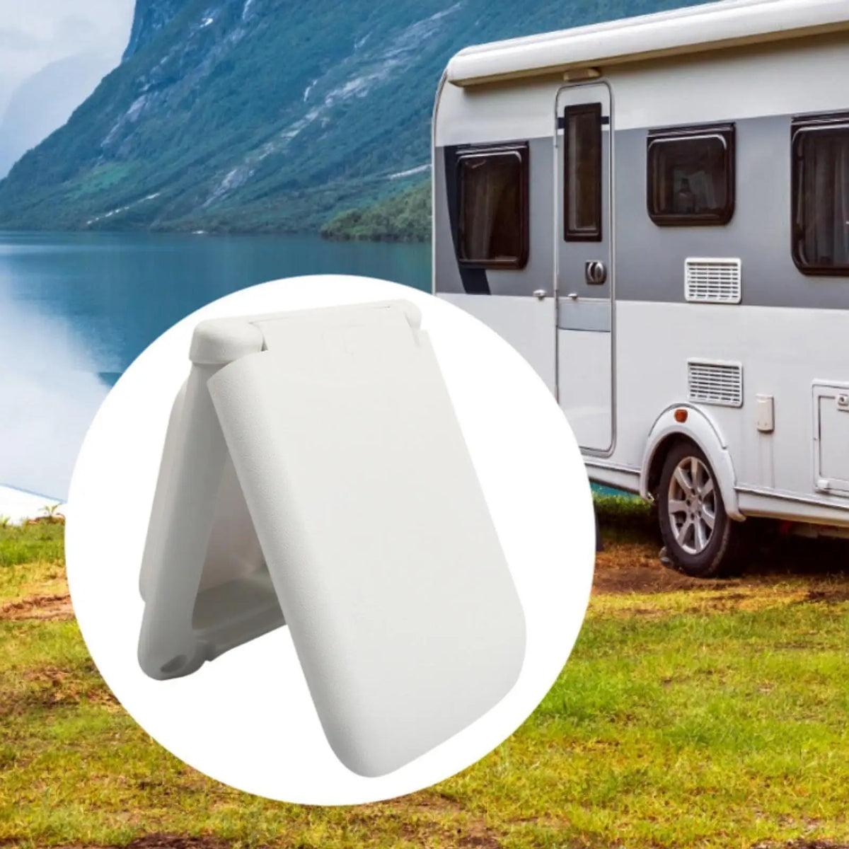 RV Power Outlet Box with Sealed Lid Sturdy Professional RV Electrical Outlet Panel Weatherproof for Trailer Camping Quake