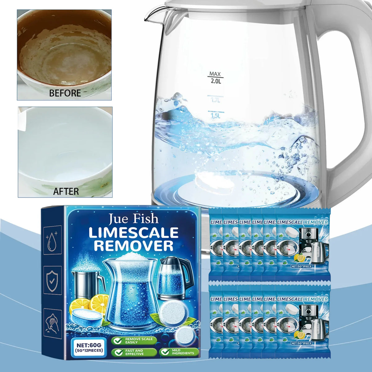 Teapot Scale Cleaner Kettle Descaler Remove Tea Stains Food Grade Drinking Machine Decontamination Water Bottle Cleaning Tablets Quake