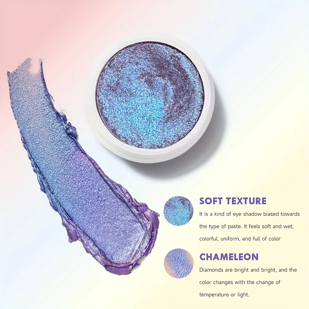 3-Color Mashed Potatoes Eyeshadow Cream Luxurious Creamy Texture Shiny Effect Soft Pink, Rich Purple, and Fresh Green Shades Quake