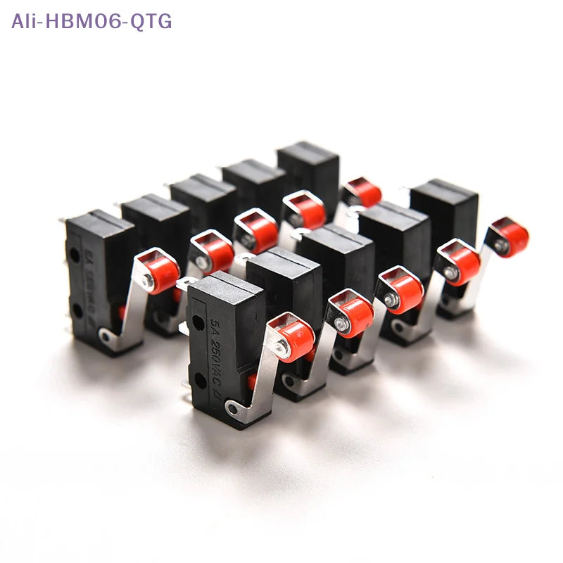 [New] 10Pcs Micro Roller Lever Arm Open Close Limit Switch KW12-3 PCB Microswitch Quake Default Title