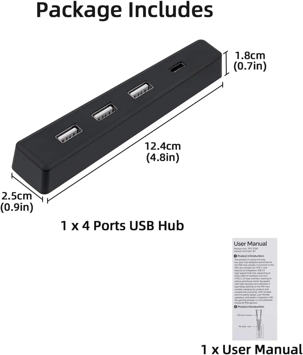 4 Ports USB Hub for PS5 Slim Disc USB High-Speed Expansion Hub Charger USB Extender Compatible with PS5 Slim Console Quake