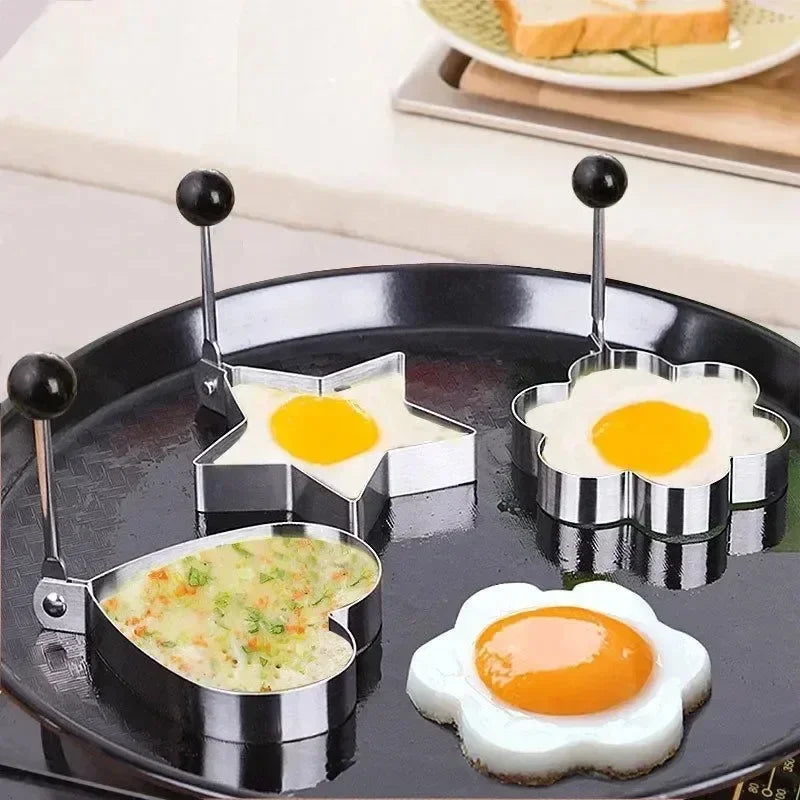 5 Styles Fried Egg Mold DIY Breakfast Pancake Shaper Stainless Steel Omelette Mould Frying Egg Cooking Tools Kitchen Accessories Quake