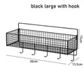 1Pcs Suspension Type Bathroom Storage Grid Shelf Wall Mount Kitchen Bathroom Accessories Bathroom Organizer Quake black large hook