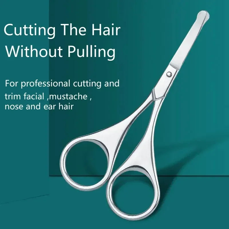 Round Tip For Nail Trimmer Cutter Straight Nose Hair Scissors EyebrowBeard Manicure Makeup Stainless Steel Tools Quake