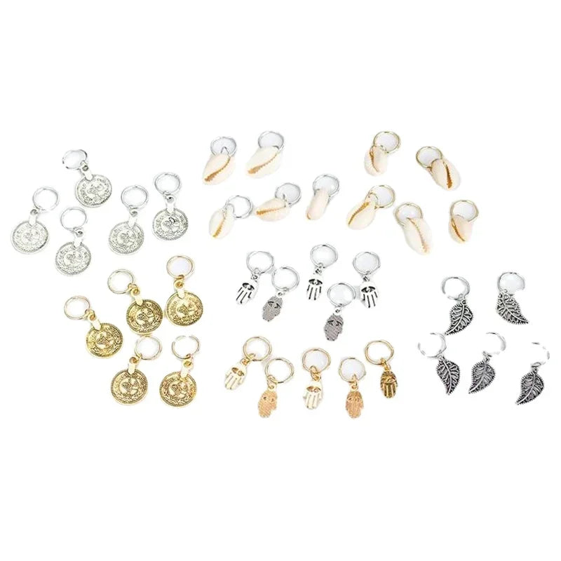 5-8 Pcs Metal Hair Braiding Rings African Cuffs Tubes Charms Dreadlock Beads Hair Braids Jewelry Braider Decorations Accessories Quake