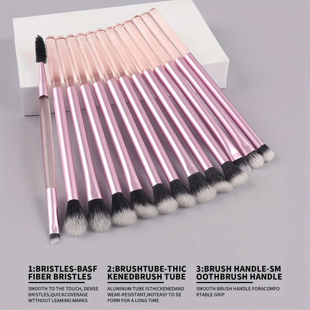 A Set of 13 Professional Makeup Brushes - Foundation Brush, Eyeshadow Brush, Eyebrow Brush, Blending Brush, Highlighter Brush, C Quake
