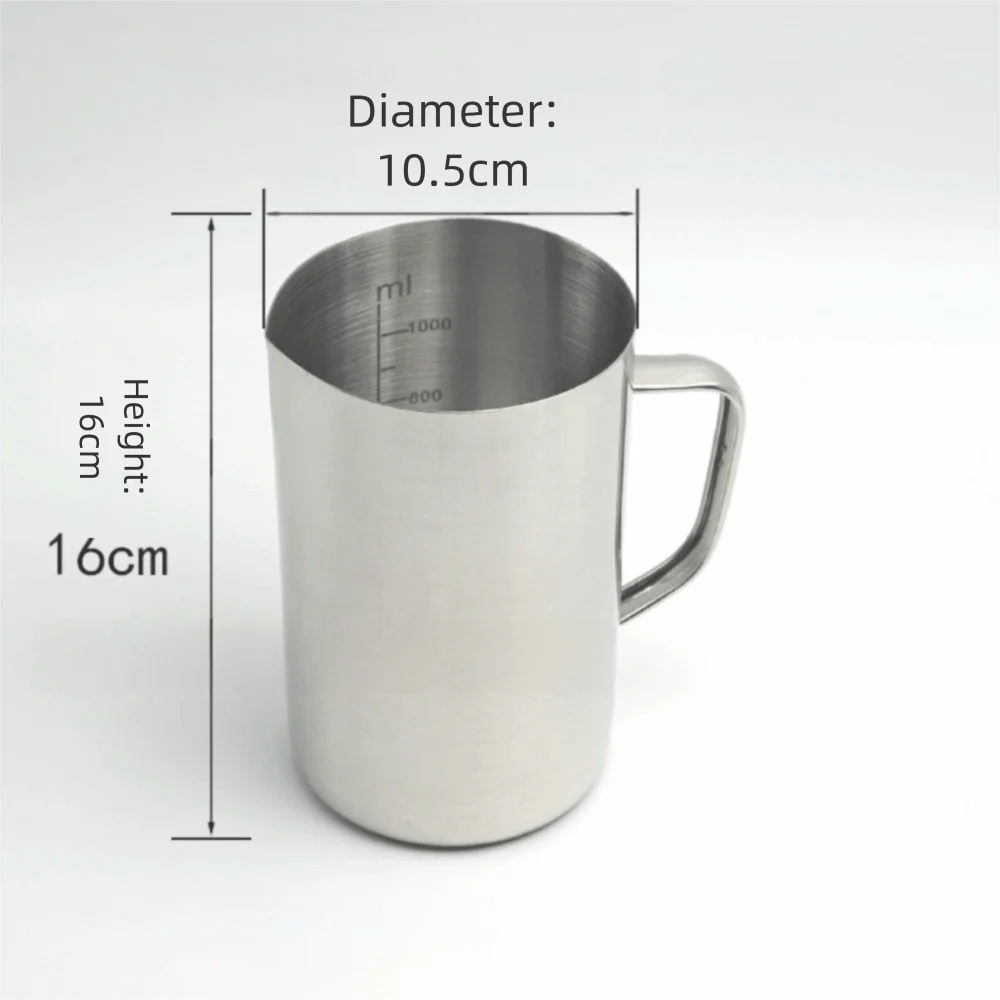 New Stainless Steel Laboratory Beaker Large Capacity 500ml Espresso Mugs Scale Graduation 1000ml Measuring Cups Kitchen Tool Quake 1000ml-B
