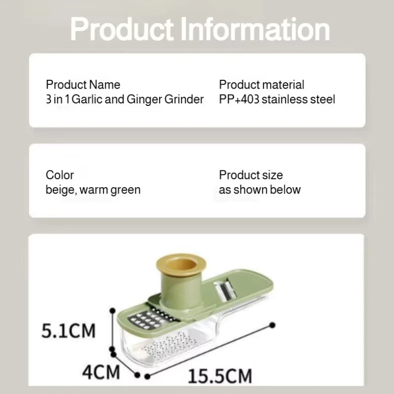 3-in-1 Multifunctional Ginger and Garlic Grinder Home Kitchen Slicer All Grinder Quake