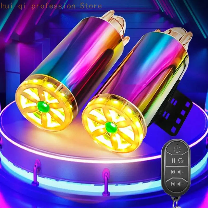 Double Channel Subwoofer Imitation Exhaust Pipe Audios System Motorbike Speaker H8WE Quake