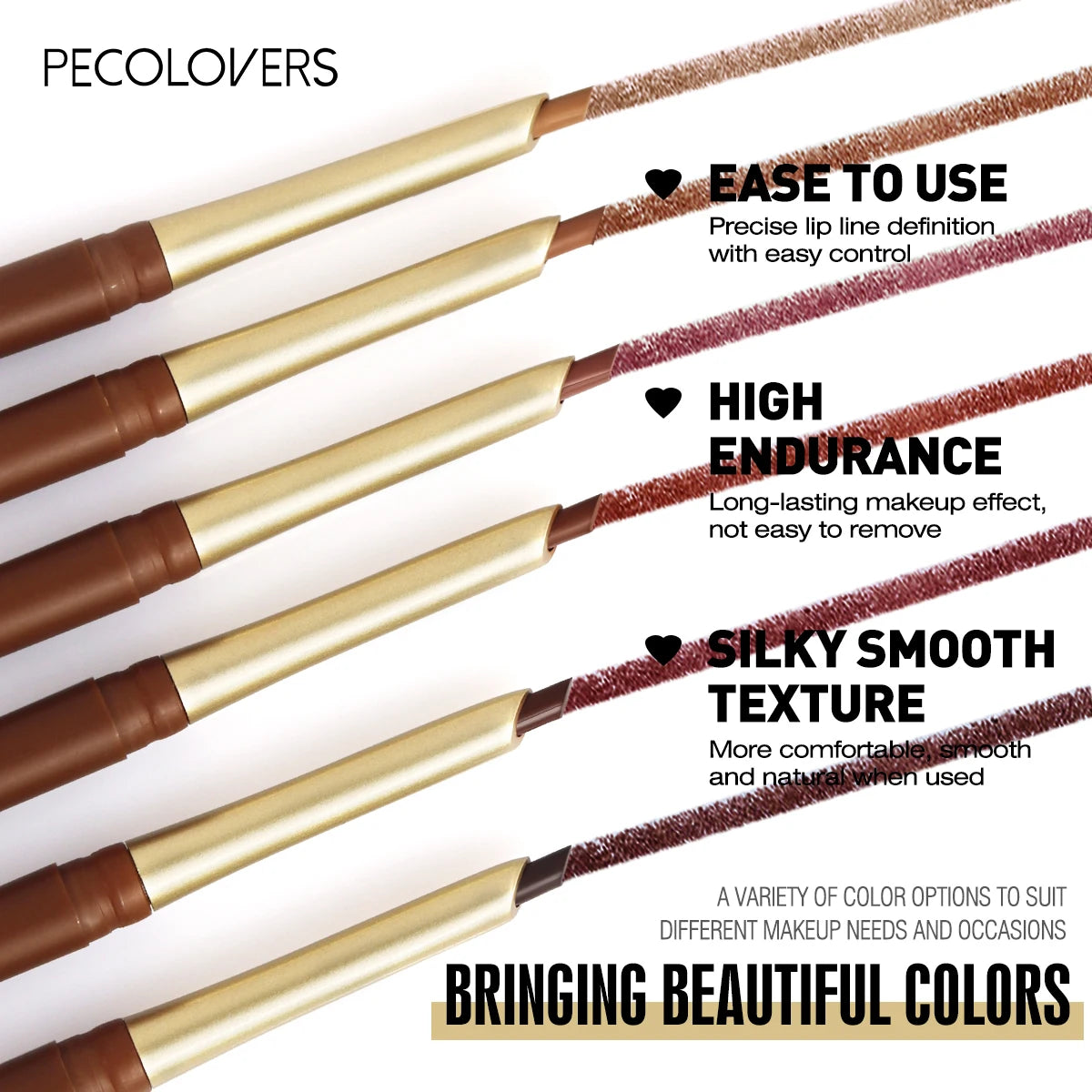 Matte 6-colors Lip Liner Pencil Bevel Design Nib Lip Contour Lipstick Nude Brown Lipstick Pencil Natural Lasting Lipliner Makeup Quake