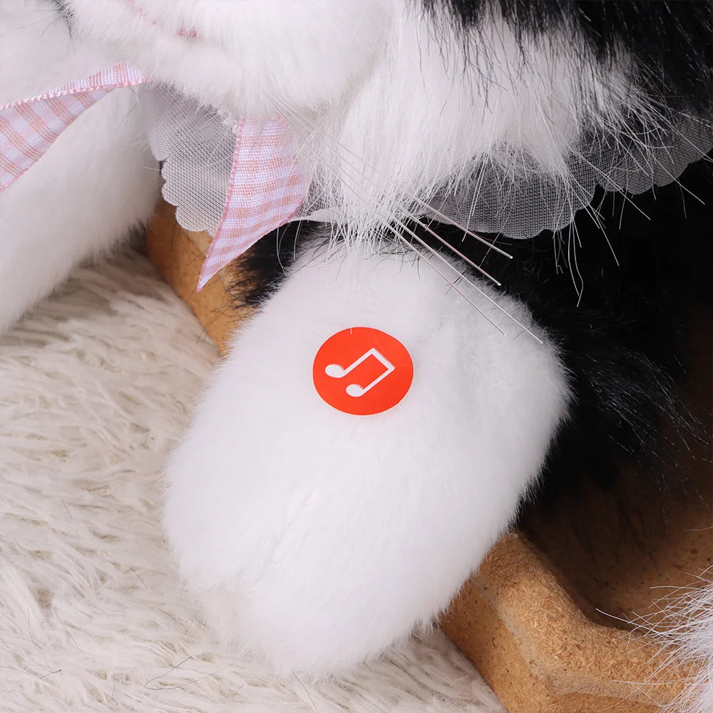 New Soft Simulation Cat Plush Toys Fluffy Voiced Ragdoll Cat Plush Doll Cute Cartoon With Bib Simulated Kitten Model Home Decor Quake