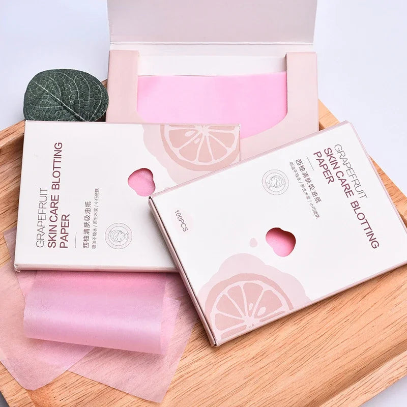 100pcs Matte Pink Facial Oil Blotting Sheet Facel Oil Shrink Pore Face Oil Control Absorbing Film Blotting Paper Face Cleaning Quake