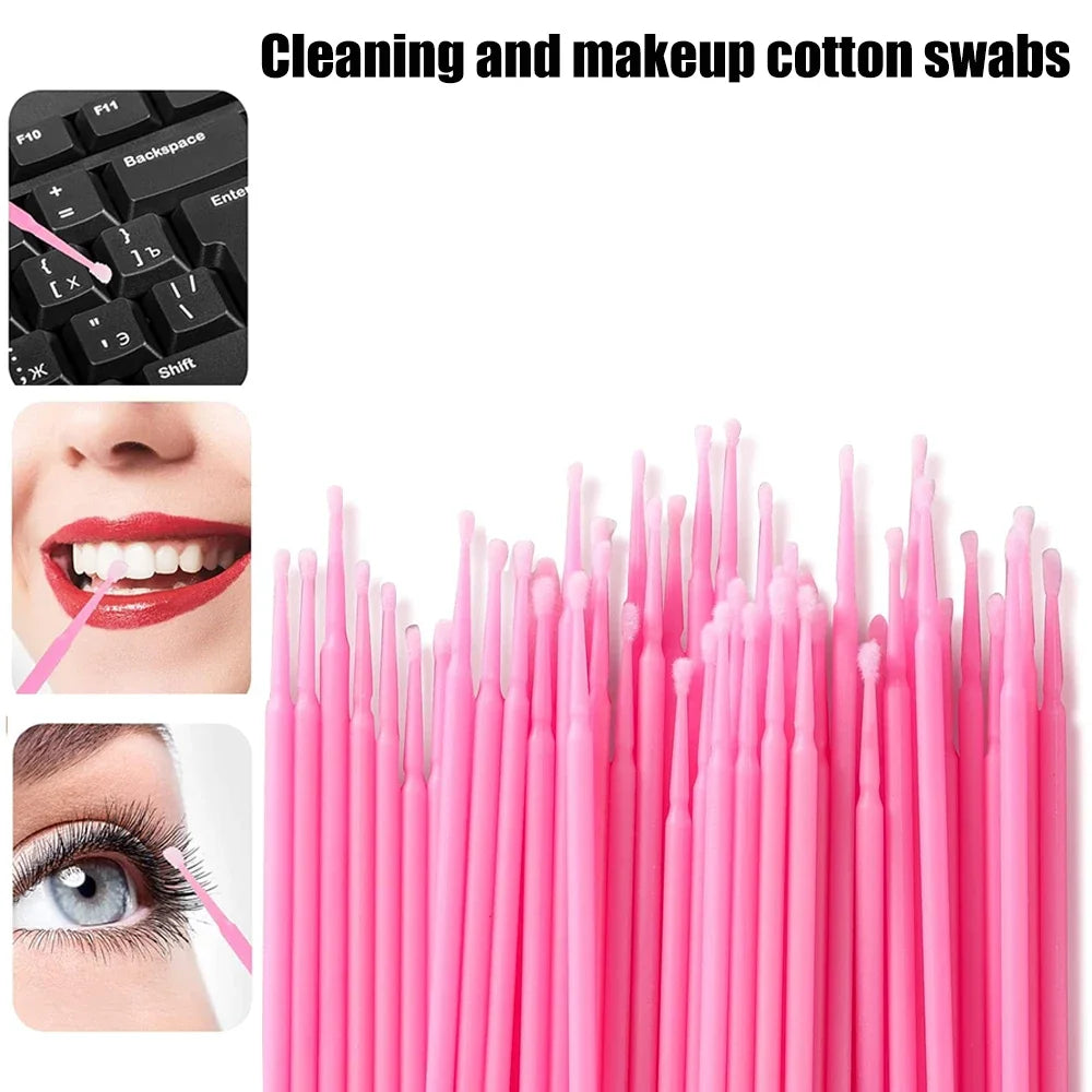 vvocci Disposable Microbrush Eyelash Extension Tools 500/1000pcs - Crystal Swab Lash Grafting & Removal Applicators Quake