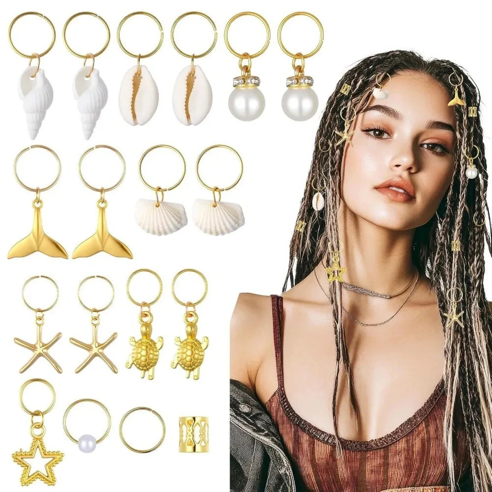 40pcs Wig Dreadlocks Pendant Zinc Alloy Braided Hair Ring Star Small Pendant Hair Ornament DIY Jewelry Accessories Quake