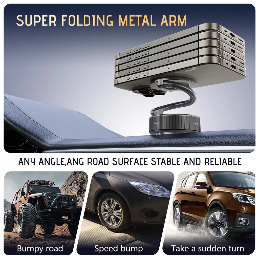 Car Magnetic Suction Cup Stand S-Shaped Foldable Adjustable Angle for Phones 360 Rotation Desk Dashboard Mount Home Travel Use Quake