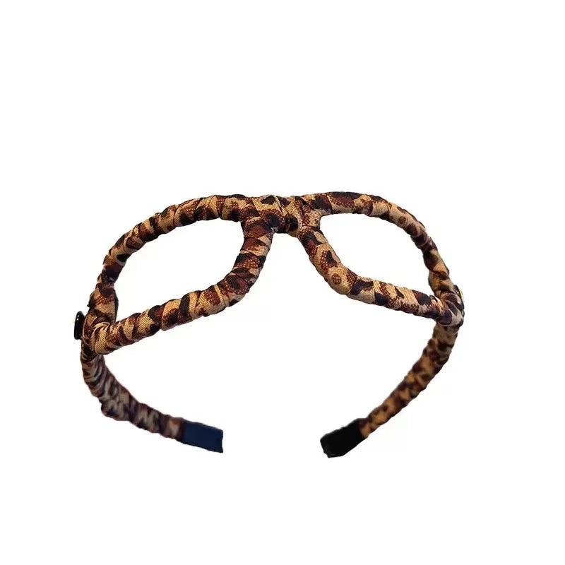 Korean Style Leopard Print Glasses Headband Simple Fashion Beauty Headband Women Girls Versatile Headband for Outgoing Traveling Quake