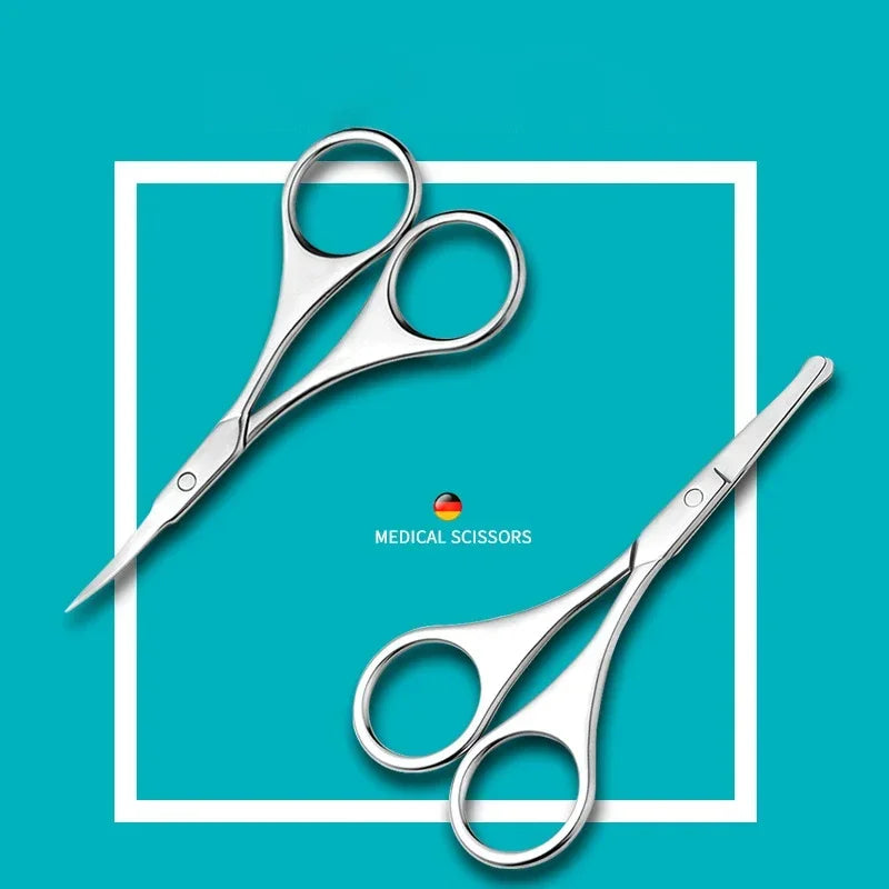 Round Tip For Nail Trimmer Cutter Straight Nose Hair Scissors EyebrowBeard Manicure Makeup Stainless Steel Tools Quake