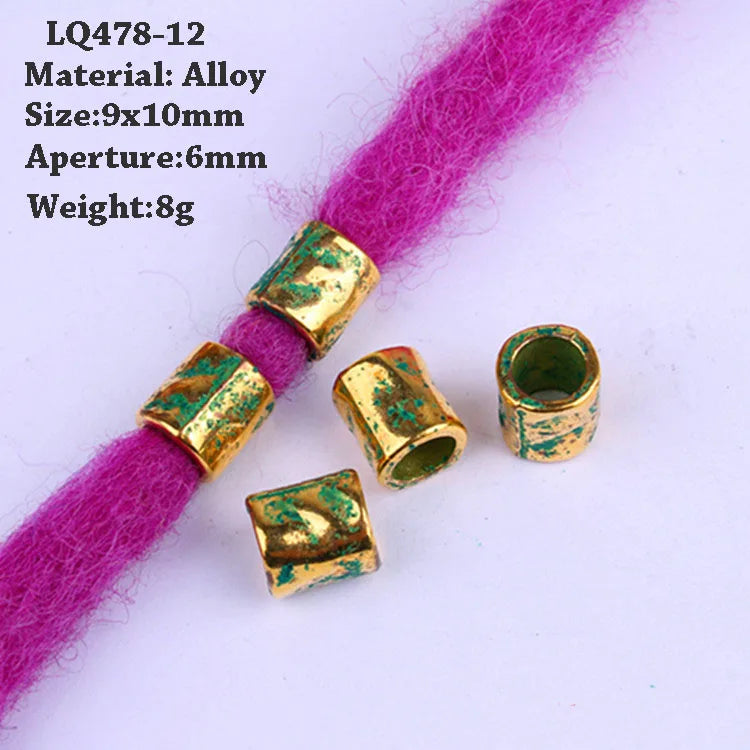 5-Piece Dreadlock Braid Beads Rings – Silver & Gold Hair Accessories