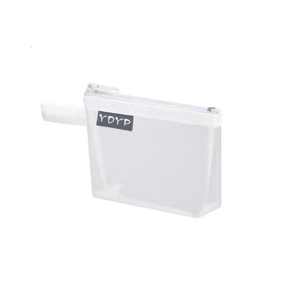New Portable Zipper Pouch Transparent Coin Purse Mesh Storage Bag File Bag Cosmetic Bag Lipstick Bags Quake white-2