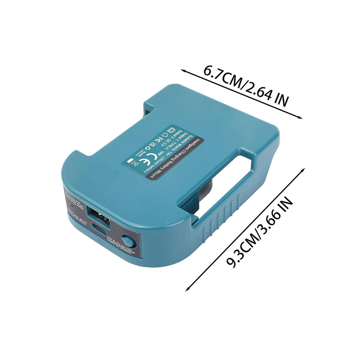 Lithium Battery Converter Adapter with USB and Type-C Port Battery Holder for 18V Battery BL1840 BL1850 BL1860 Charger Adapter Quake Blue