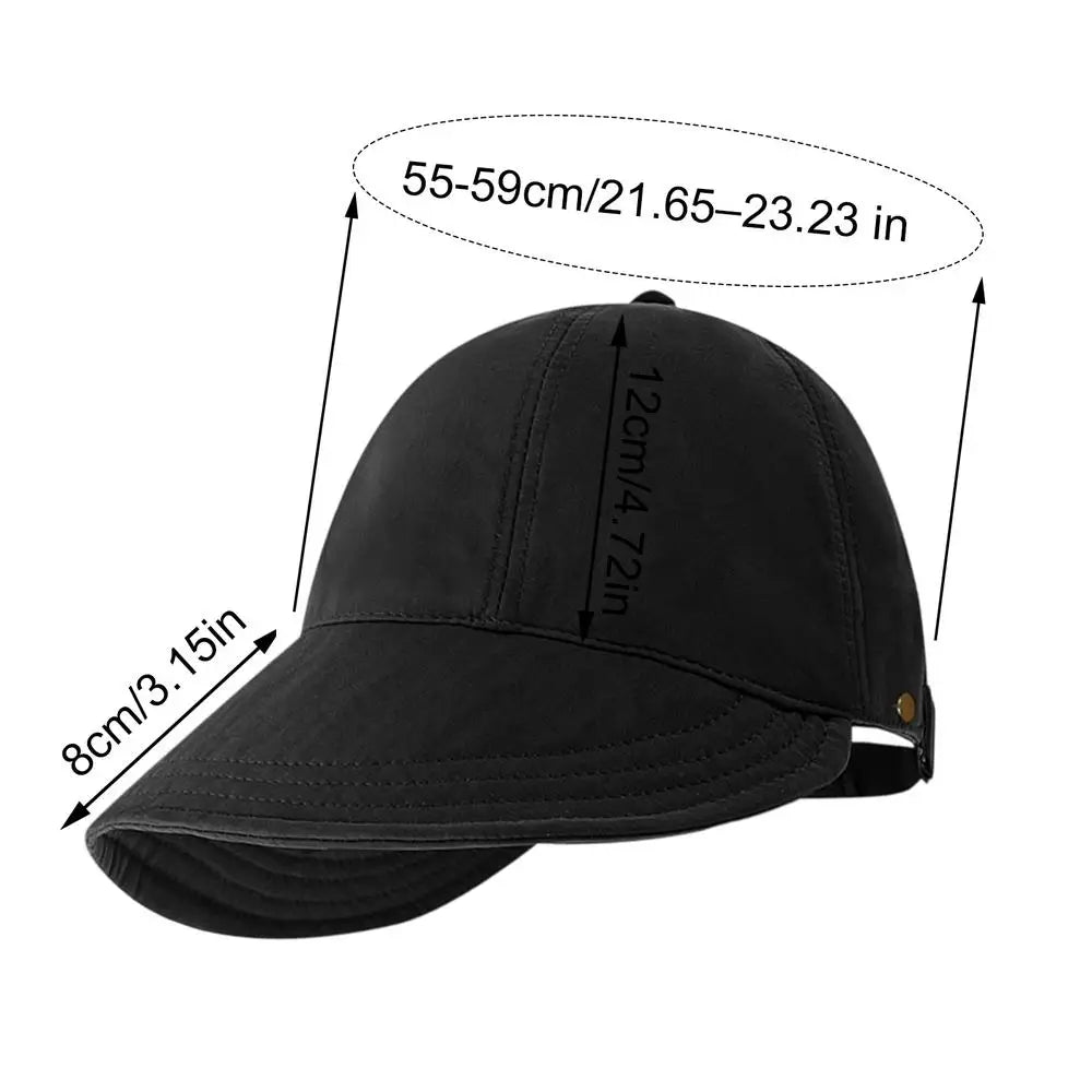 Womens Sun Hat Adjustable Wide Brim Breathable Lightweight Summer Sports Hat with Face Cover Hook for Camping Hiking Fishing Quake Black