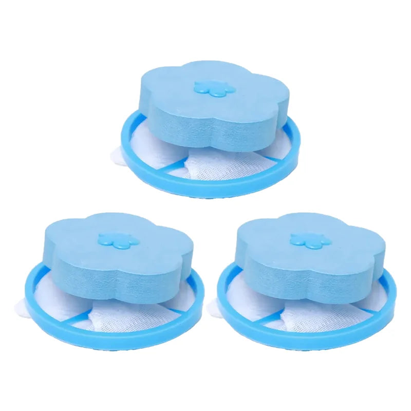 Washing Machine Floating Filter Bag Lint Filter Lint Remover Stain Remover Laundry Balls Wash Balls Plum Shaped Laundry Balls Quake Blue 3pcs