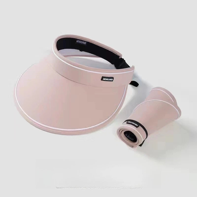 Summer Wide Brim Empty Top Sun Hat Foldable UV Protection Visor for Women Travel Beach UV Protection From The Sun Quake pink 1pc