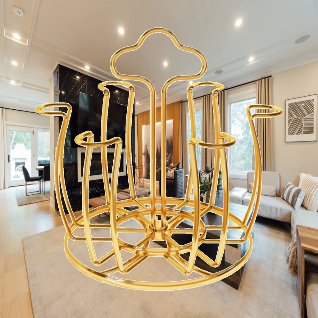 Cup Drying Rack with Moisture-Collecting Tray Rotatable Rotating Cup Drying Rack Rose Gold Finish Countertop for Pantry Quake SimpleRoseGold
