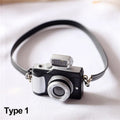 Fashion Mini SLR Dollhouse Accessories Digital Camera Model Miniature Dolls Camera With Black Belt Shutter And Flash Quake type 1