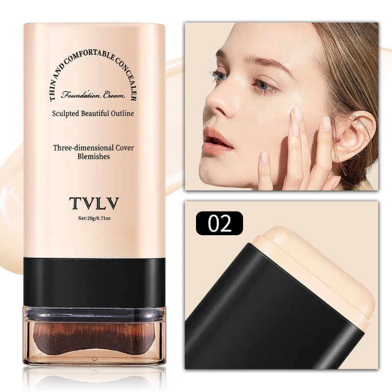 TVLV 20g Eraser Stick Foundation Concealer with Brush Brightening Long-Wear Waterproof for Women Girls Party Stage Makeup Quake 02