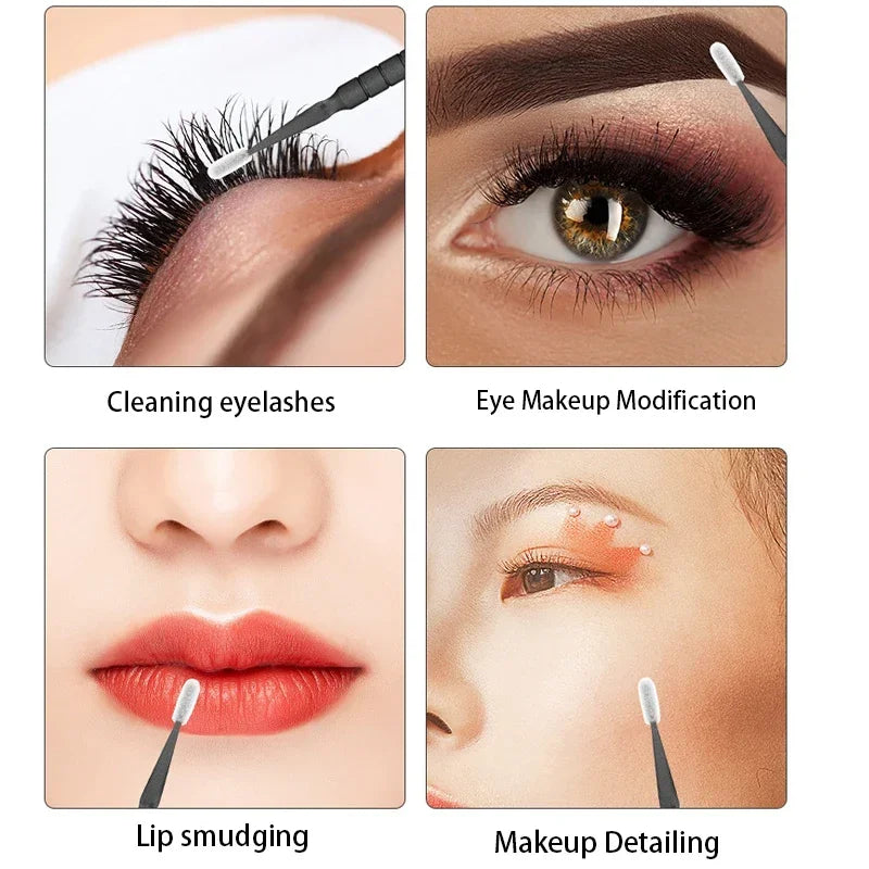 vvocci Disposable Microbrush Eyelash Extension Tools 500/1000pcs - Crystal Swab Lash Grafting & Removal Applicators Quake