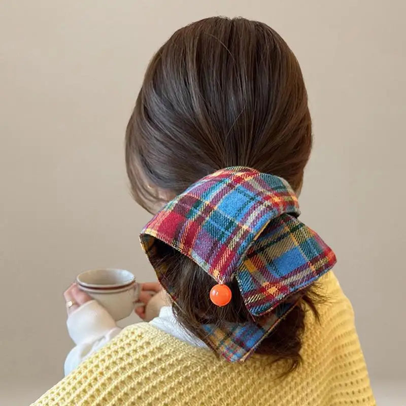 Cartoon Bear Hair Scrunchies Rainbow Plaid Funny Sweet Kawaii Hairbands Headwear Fashion Versatile Hair Styling Accessories New Quake