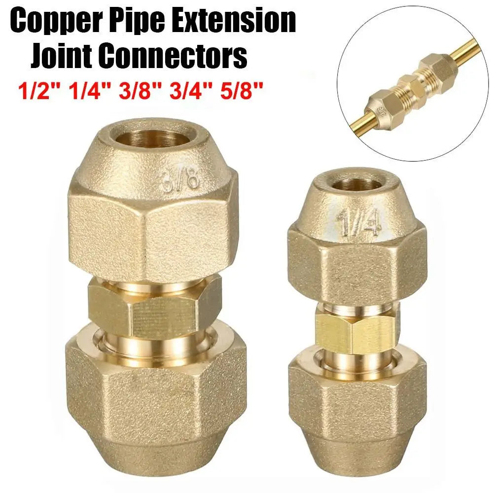 Straight Pipe Extension Joint 1/2" 1/4" 3/8" 3/4" 5/8" With Flare Nuts Copper Connectors Pipe Fitting Adapeter Quake