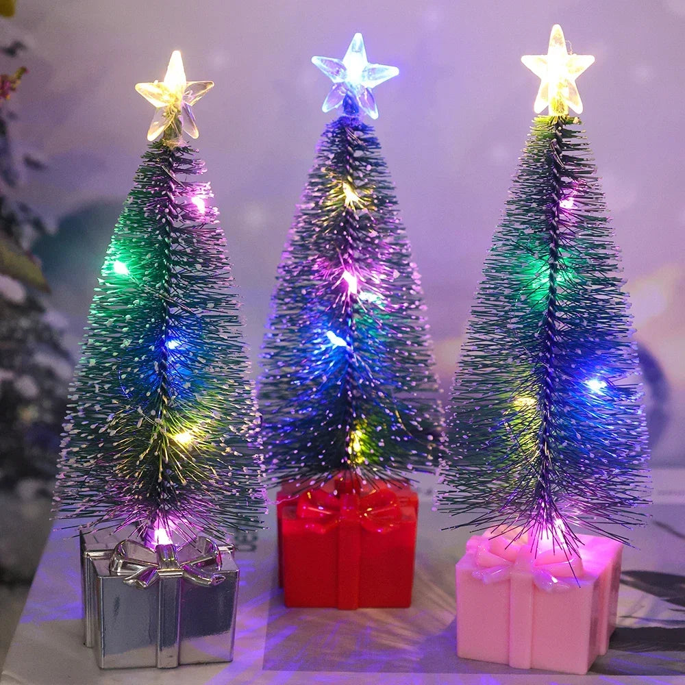 Luminous Mini Christmas Trees LED Lights Home Decoration Electronic Candles Childrens Gifts New Year Christmas Party Ornament Quake