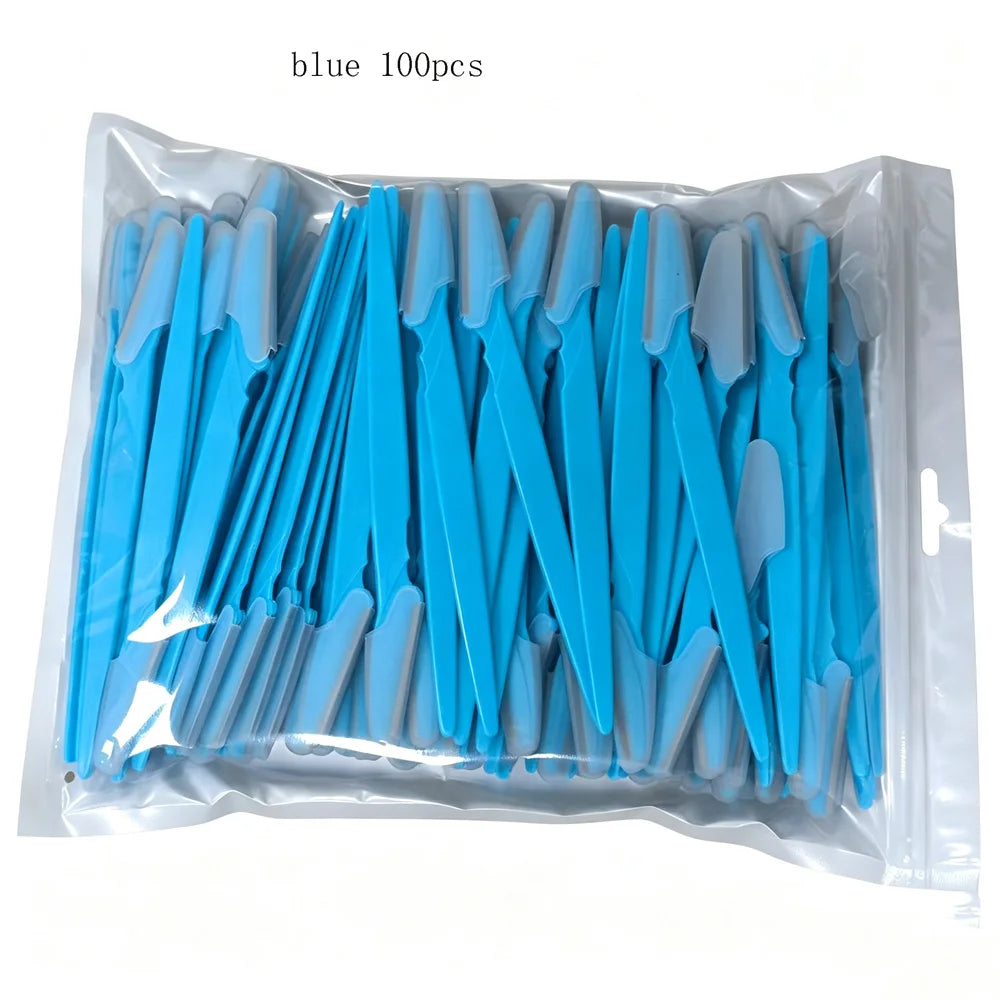 vvocci 100pcs Eyebrow Grooming Tool Stainless Steel Eyebrow Razor Sharp Eyebrow Shaver Eyebrow Trimmer Beauty Quake M7 100pcs blus