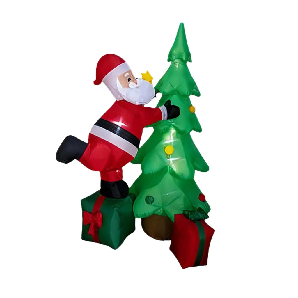 Christmas Inflatable Santa 180cm with Tree and Gift Bag LED Outdoor Yard Decorations for Patio Holiday Quake
