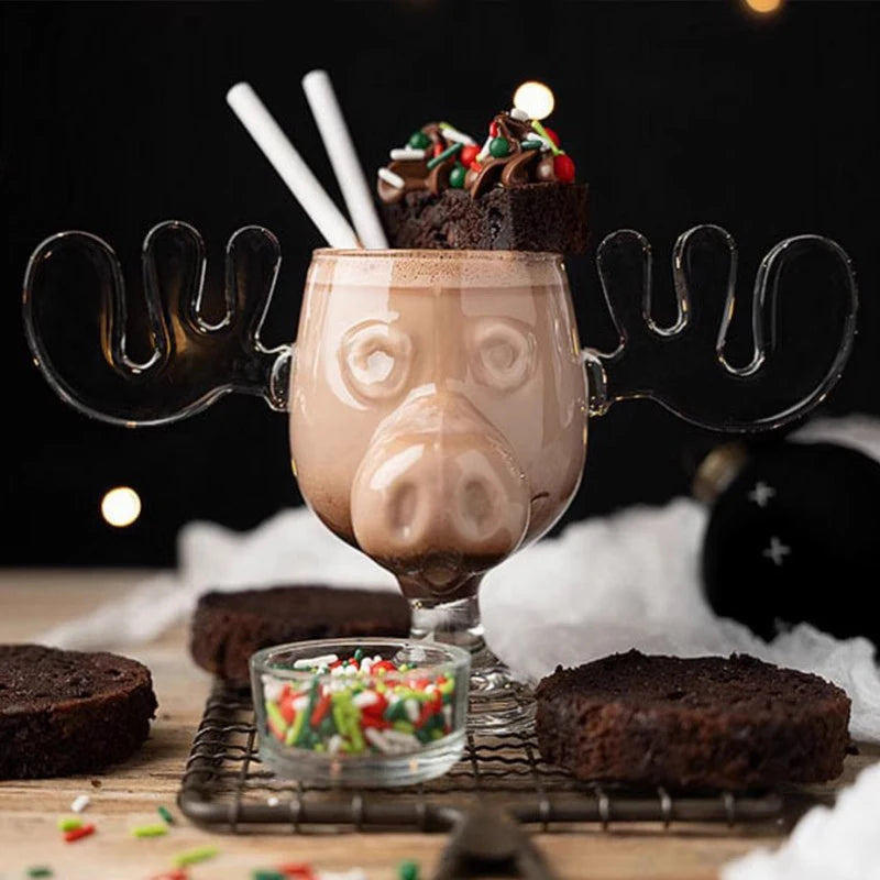 YWDL Elk Wine Glass Cocktail Juice Cup Reindeer Mug Wine Beer Water Milk Whiskey Glasses Drinkware Shot Cups Christmas Gift Quake
