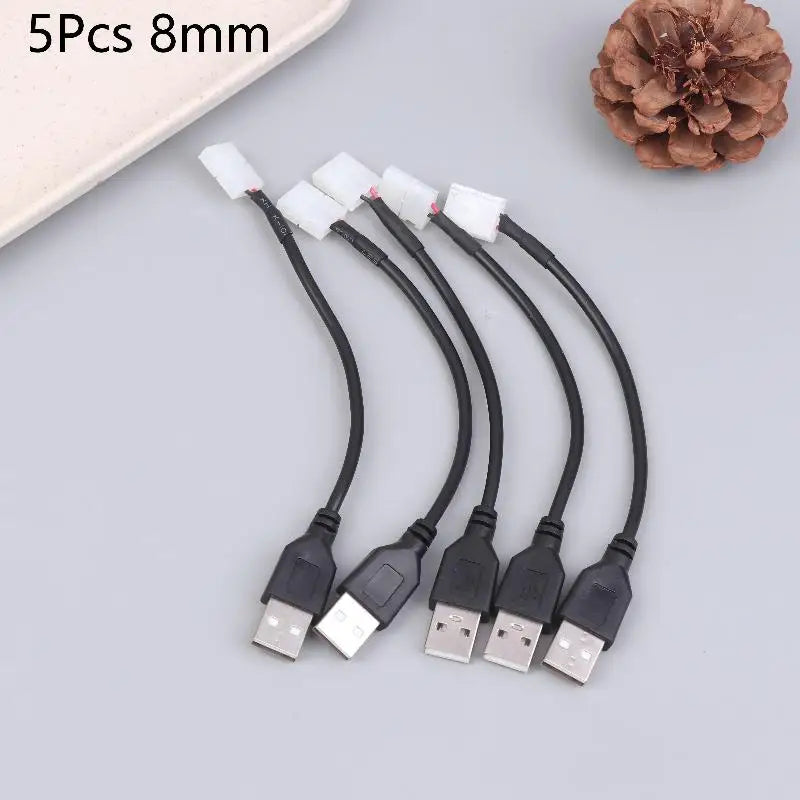 5/10Pcs USB Cable Connector To 2pin 8mm/10mm Free Welding LED Strip Connector LED Ribbon Strip Light Adaptor Quake 5Pcs 8mm