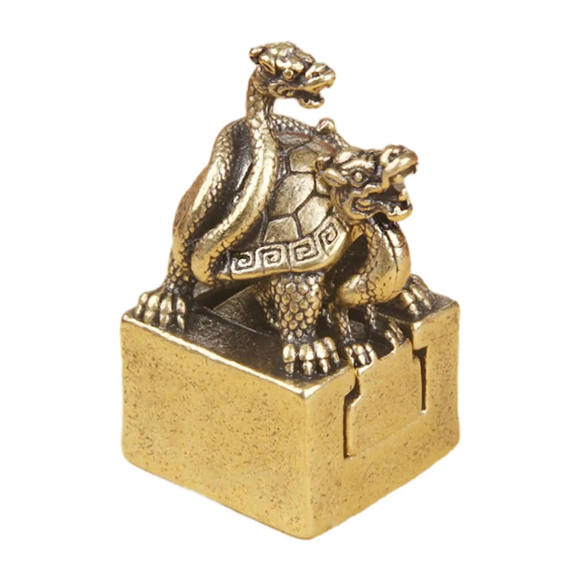 Xuanwu Statue Seal Decorative Brass Animal Sculpture Desktop Ornament for Spring Festival New Year Bookshelf Office Home Decor Quake
