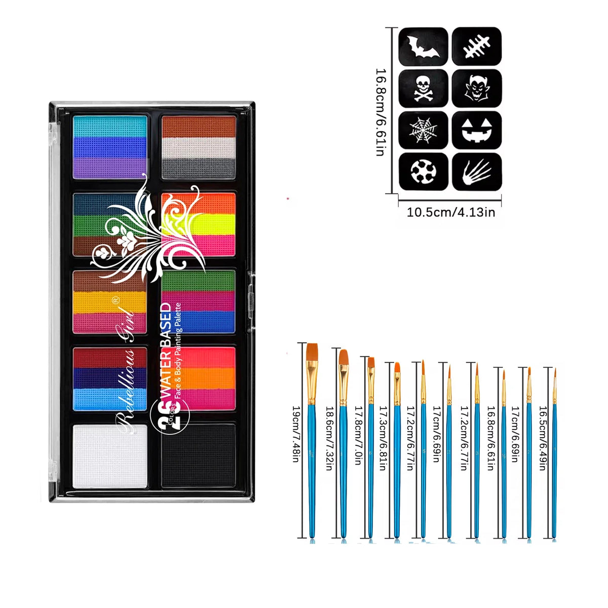 Body Face Painting Kit for Kids Adults,10 Color Face Makeup Palette with Brush,Halloween Carnival Artist Cosplay Art Party Quake 3 pcs